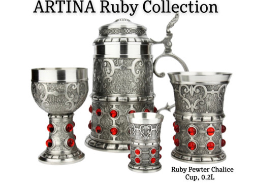 ARTINA's Exclusive Rubin Collection | Ruby Pewter Chalice Cup with Swarovski Crystals, 0.2L | Lindenhaus Imports in Helen, Ga ARTINA's Exclusive Rubin Collection | Ruby Pewter Chalice Cup with Swarovski Crystals, 0.2L | Lindenhaus Imports in Helen, Ga