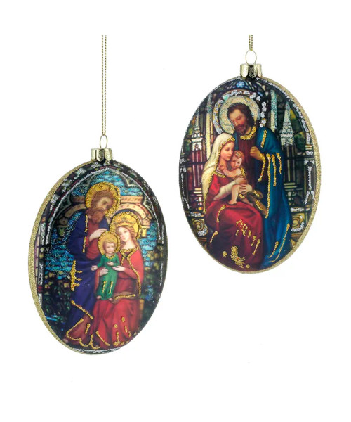Kurt S. Adler Christmas SALE | Holy Family Oval Glass Ornaments | Lindenhaus Imports in Helen, Ga