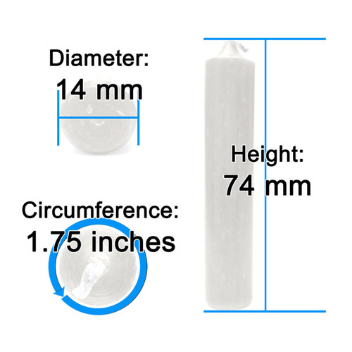 How to Measure a Candle 050/500R 14mm x 74mm with 1.75 inches circumference. How to Measure a Candle 050/500R 14mm x 74mm with 1.75 inches circumference.