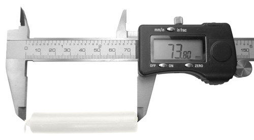 Digital measuring tool showing the candle is 74.80mm tall. Digital measuring tool showing the candle is 74.80mm tall.