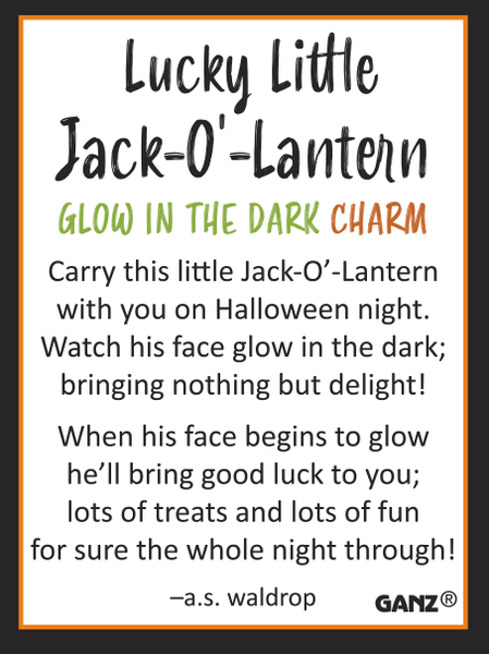 Glow-in-the-Dark Lucky Little Jack-O'-Lantern Charm