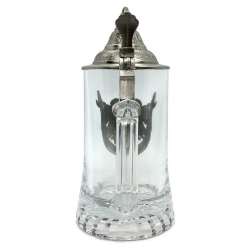 'Germany' Medieval Reichsadler Eagle Medallion Glass Beer Stein, 0.5L - S951 'Germany' Medieval Reichsadler Eagle Medallion Glass Beer Stein, 0.5L - S951