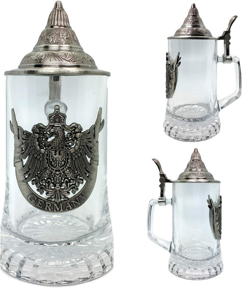 Germany Medieval Reichsadler Eagle Glass Beer Stein