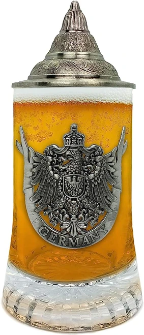Germany Medieval Reichsadler Eagle Glass Beer Stein