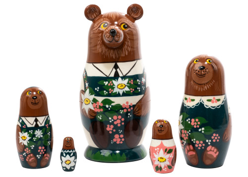 5pc. Penguin with 3D Top Hat Matryoshka Nesting Doll Set