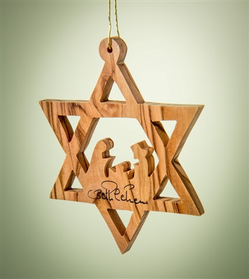 'Bethlehem' Star of David Nativity Olivewood Ornament