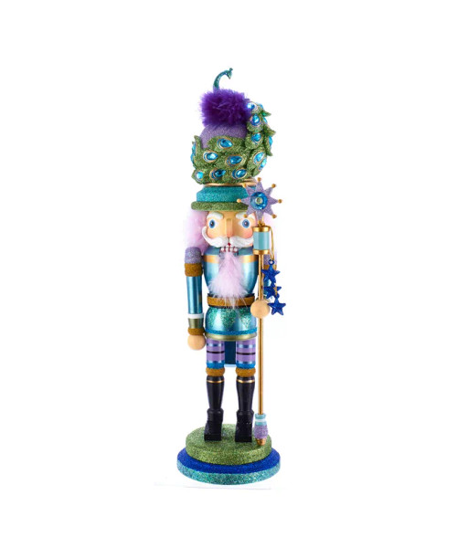Hollywood Nutcrackers™ Nutcracker Suite Series ON SALE || Features blue, purple, green, and gold detailing. Topped off with a peacock perched on the hat, this nutcracker is a stunning addition to any holiday décor! || The Peacock, 17.5" Hollywood Nutcrackers™ Exclusive HA04/N/76/KA || Lindenhaus Imports in Helen, Ga