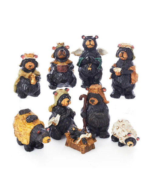 Kurt S. Adler Christmas Decor ON SALE | 9-Piece Bear Nativity Set | Lindenhaus Imports in Helen, Ga