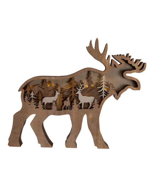LED Light-Up Wooden Moose Centerpiece JEL1652 LED Light-Up Wooden Moose Centerpiece JEL1652