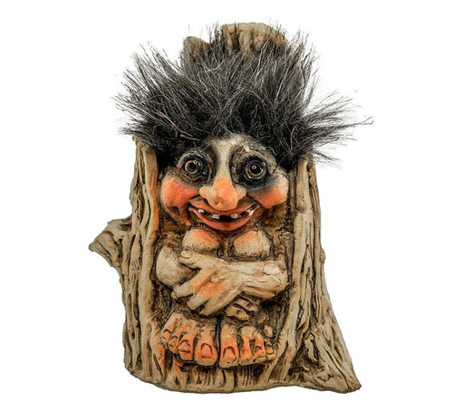 Authentic Trolls from Norway ON SALE! | Norwegian Troll Hiding in Tree Stump, 3.3" 222 | Lindenhaus Imports in Helen, Ga