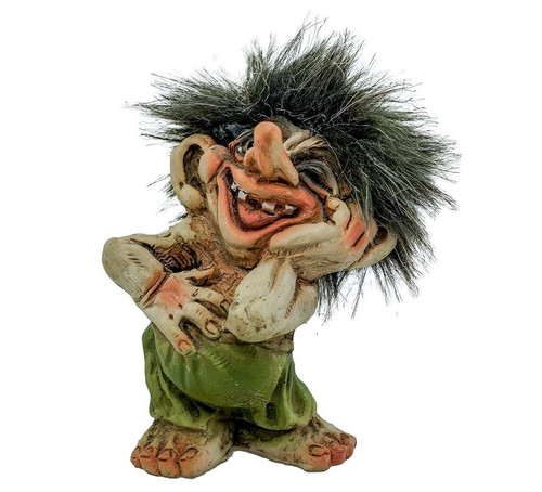 Original NyForm Trolls from Norway ON SALE! || Laughing Troll Holding Belly #212 || Lindenhaus Imports in Helen, Ga