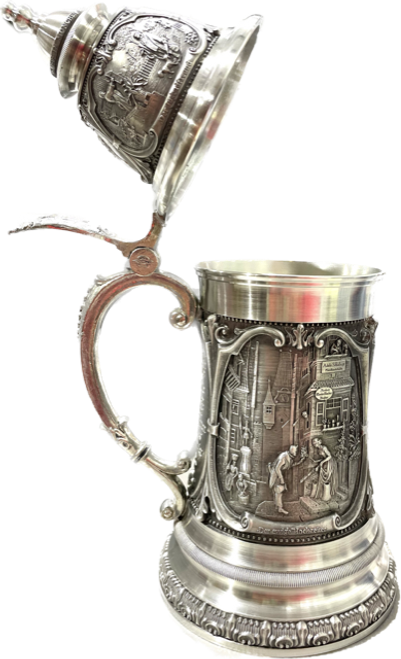 SALE Famous German Romanticist Painter Carl Spitzweg Prachthumpen Pewter Stein, 0.6L | Reproduction of Spitzweg's work in relief, “Der ewige Hochzeiter” (The Eternal Bridegroom) | Lindenhaus Imports in Helen, Ga SALE Famous German Romanticist Painter Carl Spitzweg Prachthumpen Pewter Stein, 0.6L | Reproduction of Spitzweg's work in relief, “Der ewige Hochzeiter” (The Eternal Bridegroom) | Lindenhaus Imports in Helen, Ga