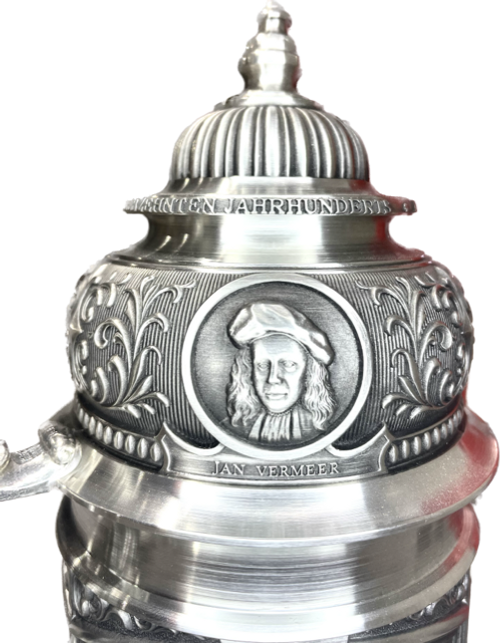 Jan Vermeer, one of the greatest Dutch masters, is responsible for some of the most iconic imagery in the history of art, such as The Girl with a Pearl Earring (ca.1665), The Milkmaid (ca. 1660) and The Art of Painting (1665-1668) | Part of ARTINA'S 17th Century Masterpiece Collection - Old Dutch Masters Pewter Stein, 0.9L | Lindenhaus Imports in Helen, Ga Jan Vermeer, one of the greatest Dutch masters, is responsible for some of the most iconic imagery in the history of art, such as The Girl with a Pearl Earring (ca.1665), The Milkmaid (ca. 1660) and The Art of Painting (1665-1668) | Part of ARTINA'S 17th Century Masterpiece Collection - Old Dutch Masters Pewter Stein, 0.9L | Lindenhaus Imports in Helen, Ga