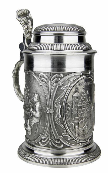SALE High-Quality Rothenburg Pewter Stein, 0.5L | Includes beautifully detailed relief scenes of everyday German life. | Lindenhaus Imports in Helen, Ga SALE High-Quality Rothenburg Pewter Stein, 0.5L | Includes beautifully detailed relief scenes of everyday German life. | Lindenhaus Imports in Helen, Ga