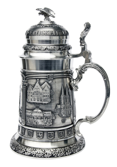 SALE Deutschland Famous Landmarks Pewter Stein with 3D Eagle, 0.9L | RIGHT: Römer in Frankfurt, Schloss Sanssouci in Potsdam, and Dom in Köln (Cologne) | Lindenhaus Imports in Helen, Ga SALE Deutschland Famous Landmarks Pewter Stein with 3D Eagle, 0.9L | RIGHT: Römer in Frankfurt, Schloss Sanssouci in Potsdam, and Dom in Köln (Cologne) | Lindenhaus Imports in Helen, Ga