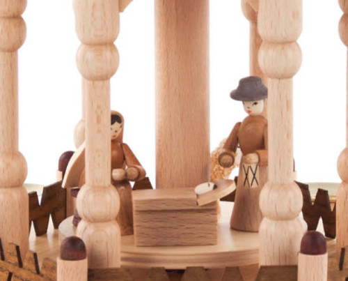 Rotating Mary, Joseph, and Jesus in manger on bottom turntable