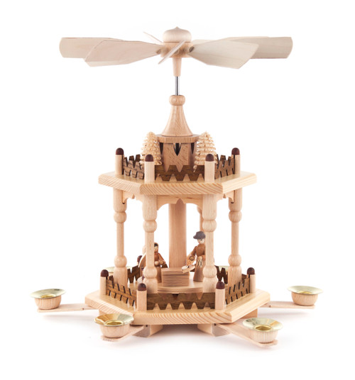 Authentic German Pyramids ON SALE! | Mary, Joseph, Jesus in manger, and sheep on the lower turntable, 3 small handcarved trees from shavings, 6 brass candle holders | 2-Tier Nativity, 12" 085/P/596/D | Handmade in the Erzgebirge region of Seiffen, Germany | Lindenhaus Imports in Helen, Ga Authentic German Pyramids ON SALE! | Mary, Joseph, Jesus in manger, and sheep on the lower turntable, 3 small handcarved trees from shavings, 6 brass candle holders | 2-Tier Nativity, 12" 085/P/596/D | Handmade in the Erzgebirge region of Seiffen, Germany | Lindenhaus Imports in Helen, Ga