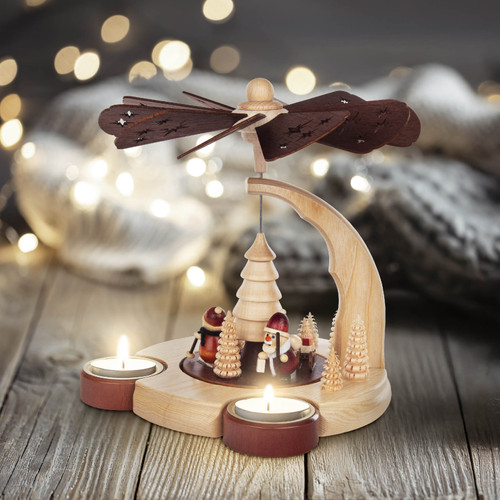 1-Tier Santa and Snowman Weihnachten (Christmas) German Pyramid 085/229/2