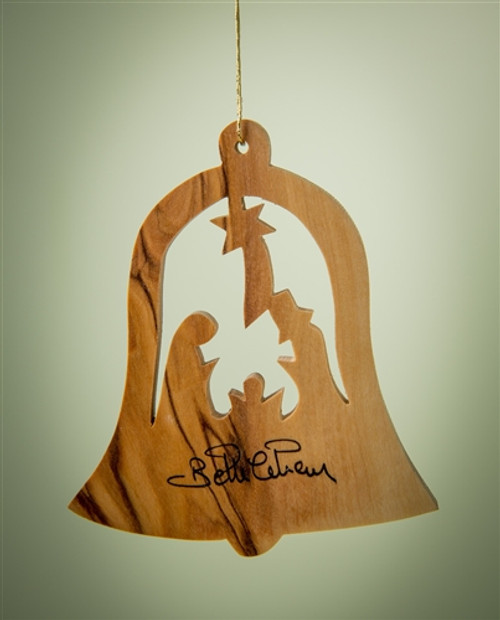 'Bethlehem' Bell-Shaped Nativity Olivewood Ornament
