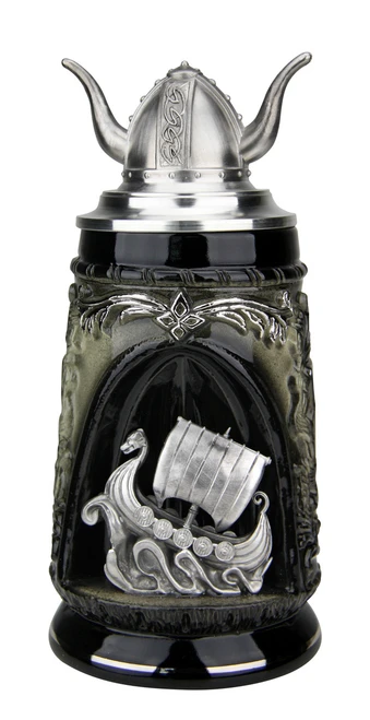 Grotto Nordic Viking Ship with 3D Viking Pewter Lid Limited-Edition German Beer Stein 337SSH
