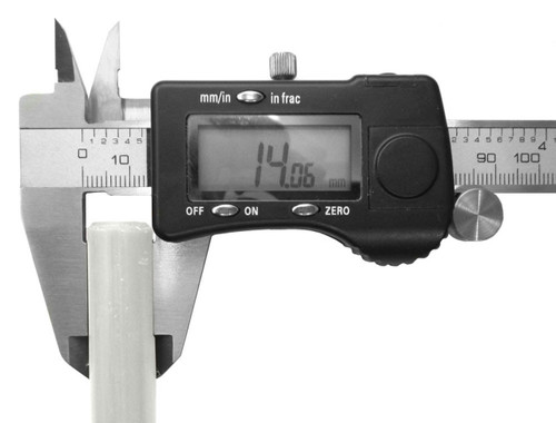 Digital measuring tool showing the candle is 14.06mm wide. Digital measuring tool showing the candle is 14.06mm wide.