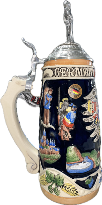 Deutschland Legacy Stein with Coat of Arms and 3D Pewter Knight Lid, 0.75 Deutschland Legacy Stein with Coat of Arms and 3D Pewter Knight Lid, 0.75