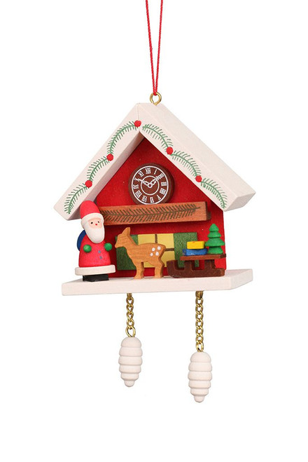 ULBRICHT® Cuckoo Clock with Santa and Deer Ornament, 2.5"