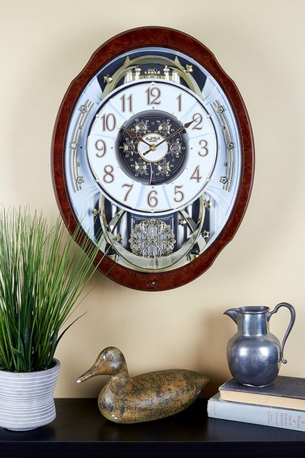 Woodgrain Marvelous RHYTHM Magic Motion Clock 4MH412WU23 Woodgrain Marvelous RHYTHM Magic Motion Clock 4MH412WU23