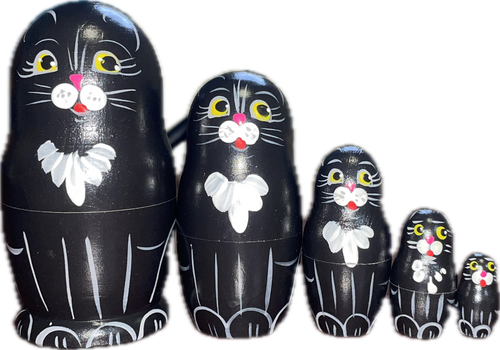 5pc. Black Cat Matryoshka Nesting Doll