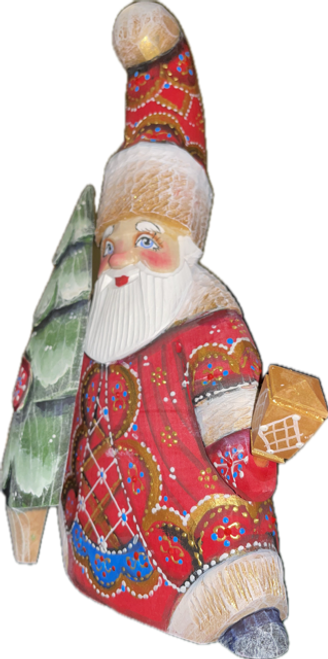 Handcrafted Christmas Santas ON SALE! | RIGHT SIDE features exquisite artwork trimmed with gold, blue, and white accents, 3D lantern in Santa's right hand, and a frosted tree carved into the left side. | 2-Piece Handcarved Wooden Santa with 3D Lantern and Tree, 6" RSLI-03 | Lindenhaus Imports in Helen, Ga Handcrafted Christmas Santas ON SALE! | RIGHT SIDE features exquisite artwork trimmed with gold, blue, and white accents, 3D lantern in Santa's right hand, and a frosted tree carved into the left side. | 2-Piece Handcarved Wooden Santa with 3D Lantern and Tree, 6" RSLI-03 | Lindenhaus Imports in Helen, Ga