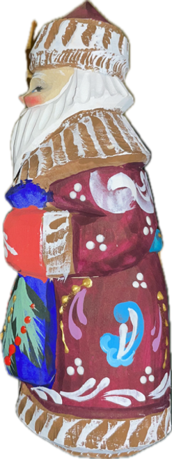 Handcrafted Wooden Christmas Santas ON SALE! | RIGHT: This colorful Santa Claus features friendly blue eyes and an intricately painted red base coat with an incredible amount of detail work to his staff and toy bag.
The staff is individually pegged and removable for safe shipping and storage. | Mini Burgandy 2-Piece Handcarved Wooden Santa with Staff and Toy Bag, 5" RSLI-07 | Lindenhaus Imports in Helen, Ga Handcrafted Wooden Christmas Santas ON SALE! | RIGHT: This colorful Santa Claus features friendly blue eyes and an intricately painted red base coat with an incredible amount of detail work to his staff and toy bag.
The staff is individually pegged and removable for safe shipping and storage. | Mini Burgandy 2-Piece Handcarved Wooden Santa with Staff and Toy Bag, 5" RSLI-07 | Lindenhaus Imports in Helen, Ga