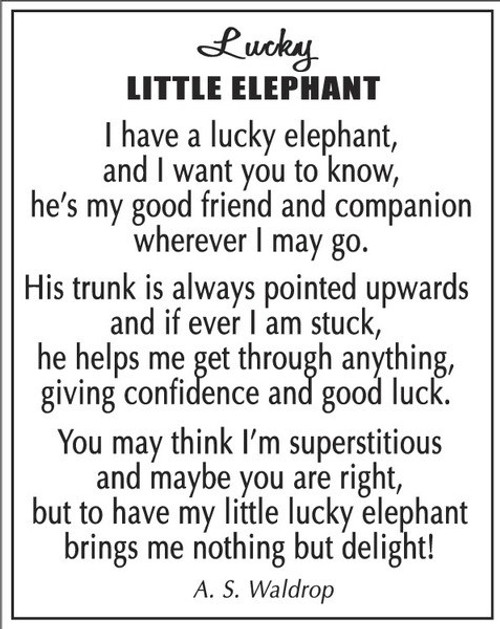 The Lucky Little Elephant Poem Card The Lucky Little Elephant Poem Card