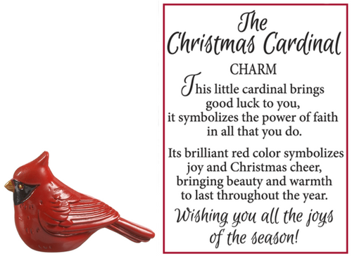 Inspirational Charms ON SALE! || This cute cardinal brings you good luck and Christmas cheer to last throughout the year! It's the perfect pocket-sized keepsake for yourself or a gift for someone special. || The Christmas Cardinal Motivational Charm EX20715 || Lindenhaus Imports in Helen, Ga