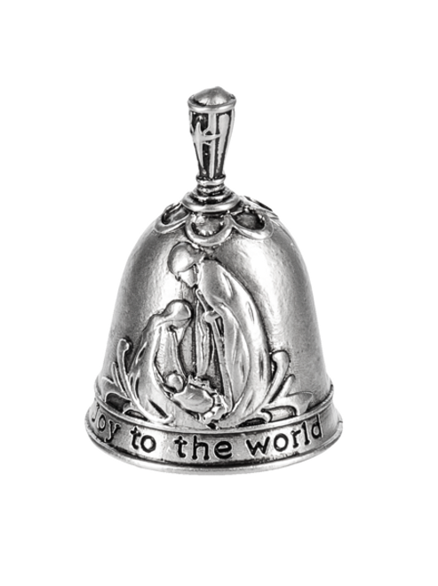 Inspirational Charms ON SALE! || Each order comes with 1 silver bell charm with two nativity scenes on each side and "Joy to the World" engraved around the bottom rim FRONT:  manger scene with Mary, Joseph, and Jesus || The Little Nativity Bell Motivational Charm EX26920 || Lindenhaus Imports in Helen, Ga Inspirational Charms ON SALE! || Each order comes with 1 silver bell charm with two nativity scenes on each side and "Joy to the World" engraved around the bottom rim FRONT:  manger scene with Mary, Joseph, and Jesus || The Little Nativity Bell Motivational Charm EX26920 || Lindenhaus Imports in Helen, Ga