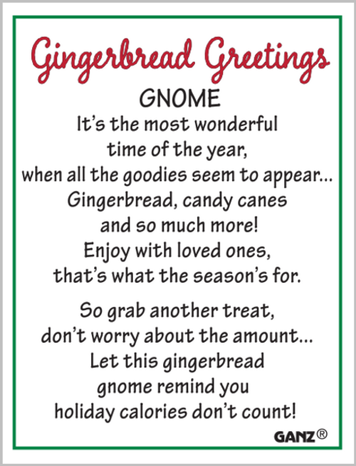 Inspirational Gnomes ON SALE! || Each order comes with 1 motivational poem card per gnome. || Gingerbread Greetings Gnome EX21284 || Lindenhaus Imports in Helen, Ga Inspirational Gnomes ON SALE! || Each order comes with 1 motivational poem card per gnome. || Gingerbread Greetings Gnome EX21284 || Lindenhaus Imports in Helen, Ga
