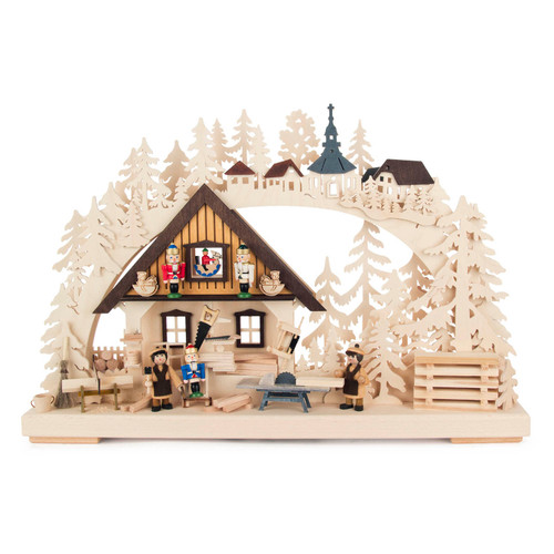 Authentic German Pyramids ON SALE! | Features: 3 handcrafted nutcrackers, 2 woodshop workers, 3D trees and decorative rocking horses throughout, tiny handcarved tools, and LED fairy lights | The Nutcracker Workshop, 11" 202/CA/90544/D/7-110 | Handmade in the Erzgebirge region of Seiffen, Germany | Lindenhaus Imports in Helen, Ga Authentic German Pyramids ON SALE! | Features: 3 handcrafted nutcrackers, 2 woodshop workers, 3D trees and decorative rocking horses throughout, tiny handcarved tools, and LED fairy lights | The Nutcracker Workshop, 11" 202/CA/90544/D/7-110 | Handmade in the Erzgebirge region of Seiffen, Germany | Lindenhaus Imports in Helen, Ga