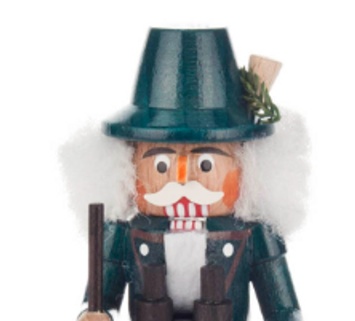 Authentic German Nutcrackers ON SALE! | Features rabbit fur, hand-painted traditional hunting attire including green gear, binoculars, rifle, handcrafted duck, and a wooden lever on back that opens and closes mouth. | The Mini Jäger und Gewehr (Hunter and Rifle), 5" 071/N/110/D | Handmade in the Erzgebirge region of Seiffen, Germany | Lindenhaus Imports in Helen, Ga Authentic German Nutcrackers ON SALE! | Features rabbit fur, hand-painted traditional hunting attire including green gear, binoculars, rifle, handcrafted duck, and a wooden lever on back that opens and closes mouth. | The Mini Jäger und Gewehr (Hunter and Rifle), 5" 071/N/110/D | Handmade in the Erzgebirge region of Seiffen, Germany | Lindenhaus Imports in Helen, Ga