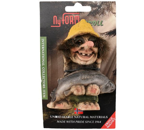 Original NyForm Trolls from Norway ON SALE! || Troll Magnet with Fish #2005 || Lindenhaus Imports in Helen, Ga