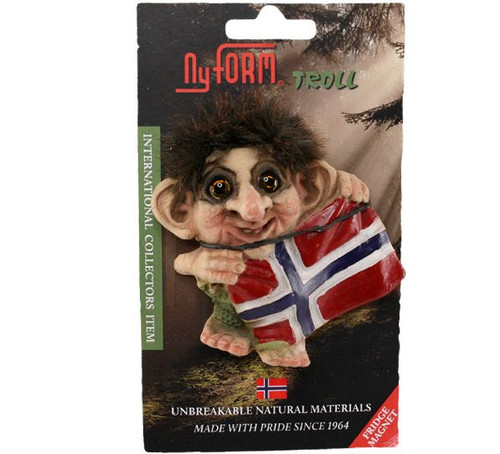 Original NyForm Trolls from Norway ON SALE! || Troll Magnet with Norwegian Flag #2004 || Lindenhaus Imports in Helen, Ga