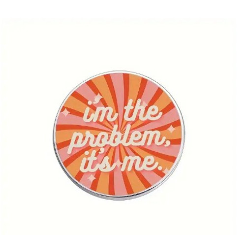 Front view of a unique and fashionable pin featuring intricate striped designs and a colorful enamel finish. || 'I'm the Problem, It's Me' Enamel Pin HP-22 Front view of a unique and fashionable pin featuring intricate striped designs and a colorful enamel finish. || 'I'm the Problem, It's Me' Enamel Pin HP-22