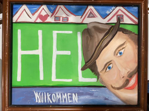 Authentic painting by owner and founder of Lindenhaus Imports from 1994 when he moved to Helen
