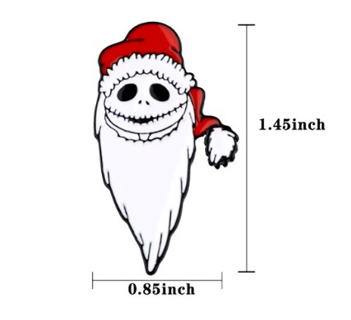 Dimensions of Jack Skellington Santa Head enamel pin HP-26