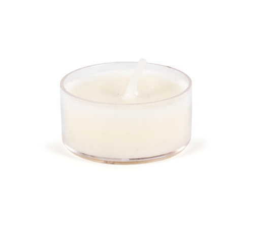 1 standard size, white tealight candle 1 standard size, white tealight candle