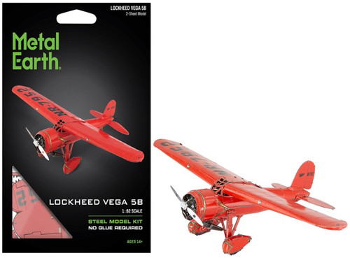 Packaging & assembled model for Amelia Earhart's 'Little Red Bus' Lockheed Vega 5B Aircraft Metal Model Kit