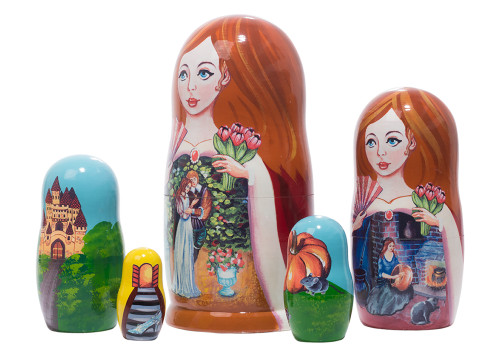 Right side view of 5pc. Cinderella Matryoshka Nesting Doll Set 156058 Right side view of 5pc. Cinderella Matryoshka Nesting Doll Set 156058