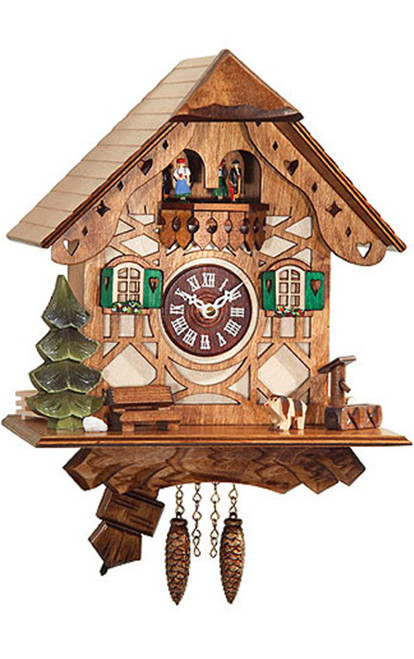 Mini Musical Chalet Cuckoo Novelty Clock with Green Shutters 0188QPT