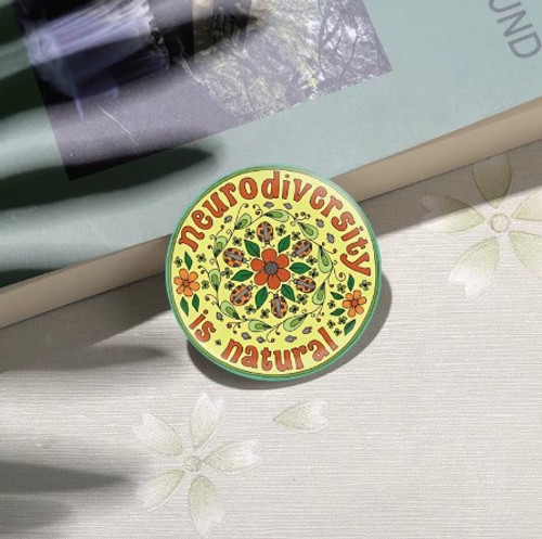 'Neurodiversity is Natural' round enamel hat pin fashion accessory