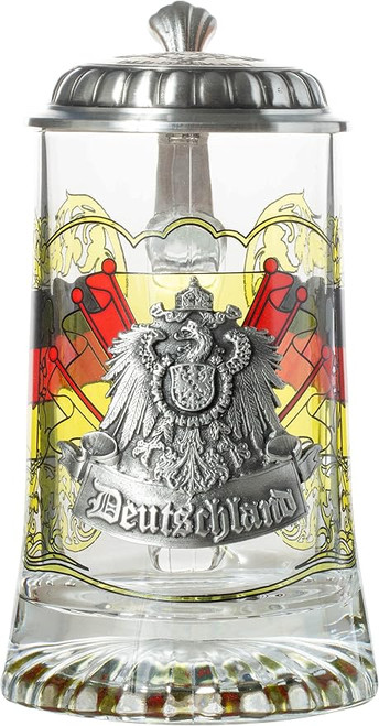 Old-Germany Deutschland Imperial Eagle Glass Beer Stein 5997