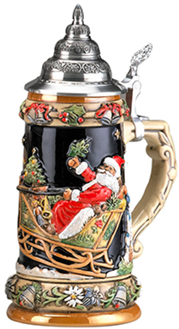 Panorama Santa German Beer Stein with Reindeer and Sleigh 4479