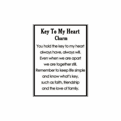 'Key to My Heart' Poem Card ER75348 'Key to My Heart' Poem Card ER75348